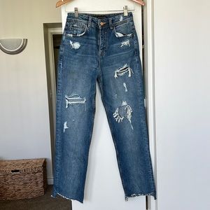 Zara High Waisted Destroyed Jeans Size 2